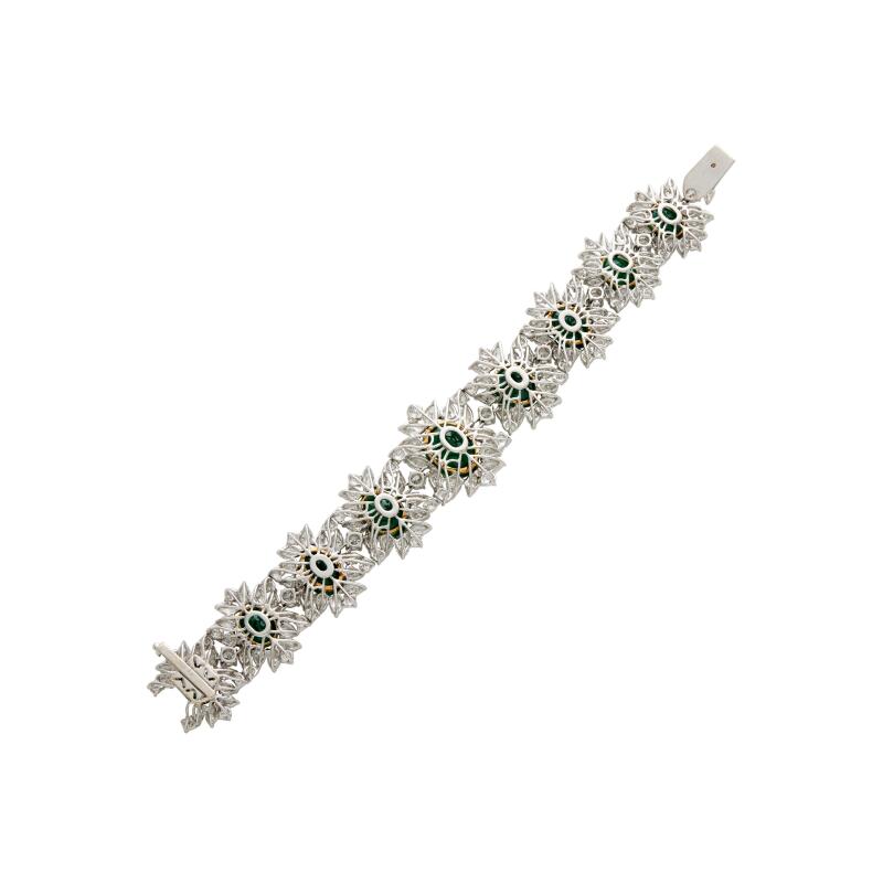 44.94ctw Zambian Emerald and Diamond Bracelet