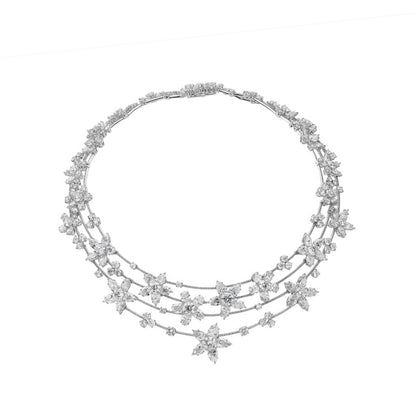 White Gold and Diamond Floral Necklace