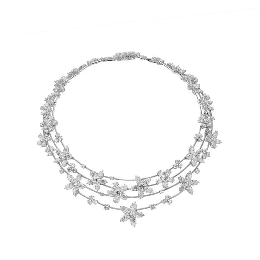 White Gold and Diamond Floral Necklace