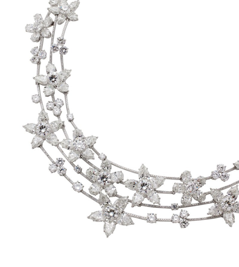 White Gold and Diamond Floral Necklace