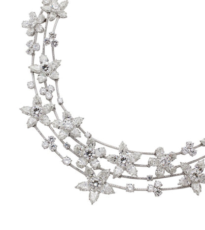 White Gold and Diamond Floral Necklace
