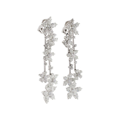 White Gold and Diamond Floral Drop Earrings