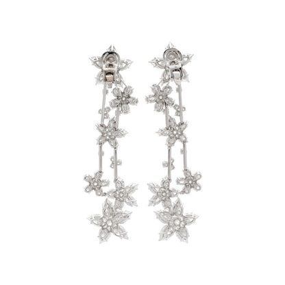White Gold and Diamond Floral Drop Earrings