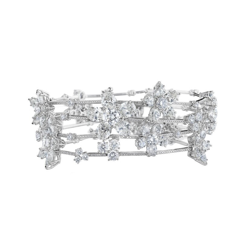 White Gold and Diamond Floral Bracelet