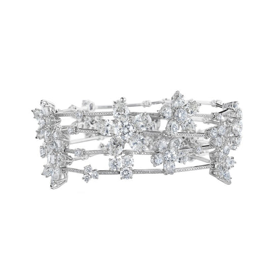 White Gold and Diamond Floral Bracelet