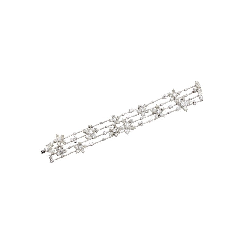 White Gold and Diamond Floral Bracelet