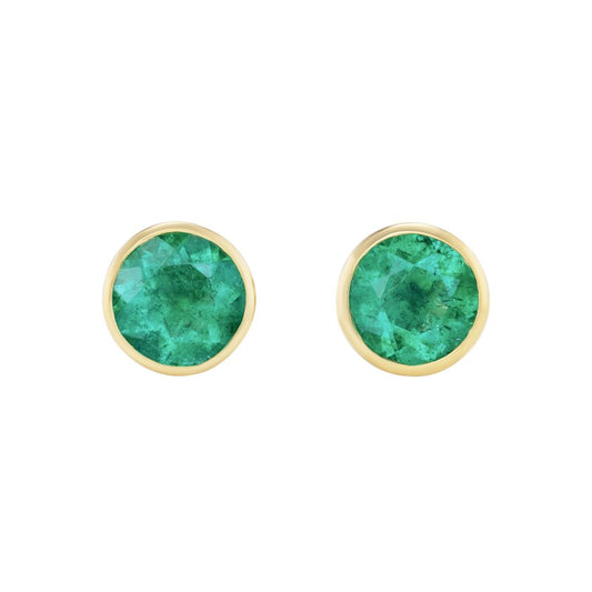Gold and 1.30ctw Emerald Stud Earrings