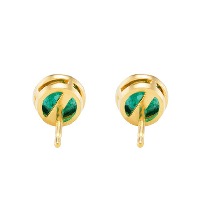 Gold and 1.30ctw Emerald Stud Earrings
