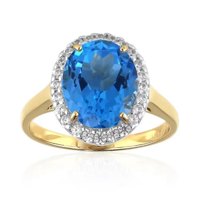9K Swiss Blue Topaz Gold Ring